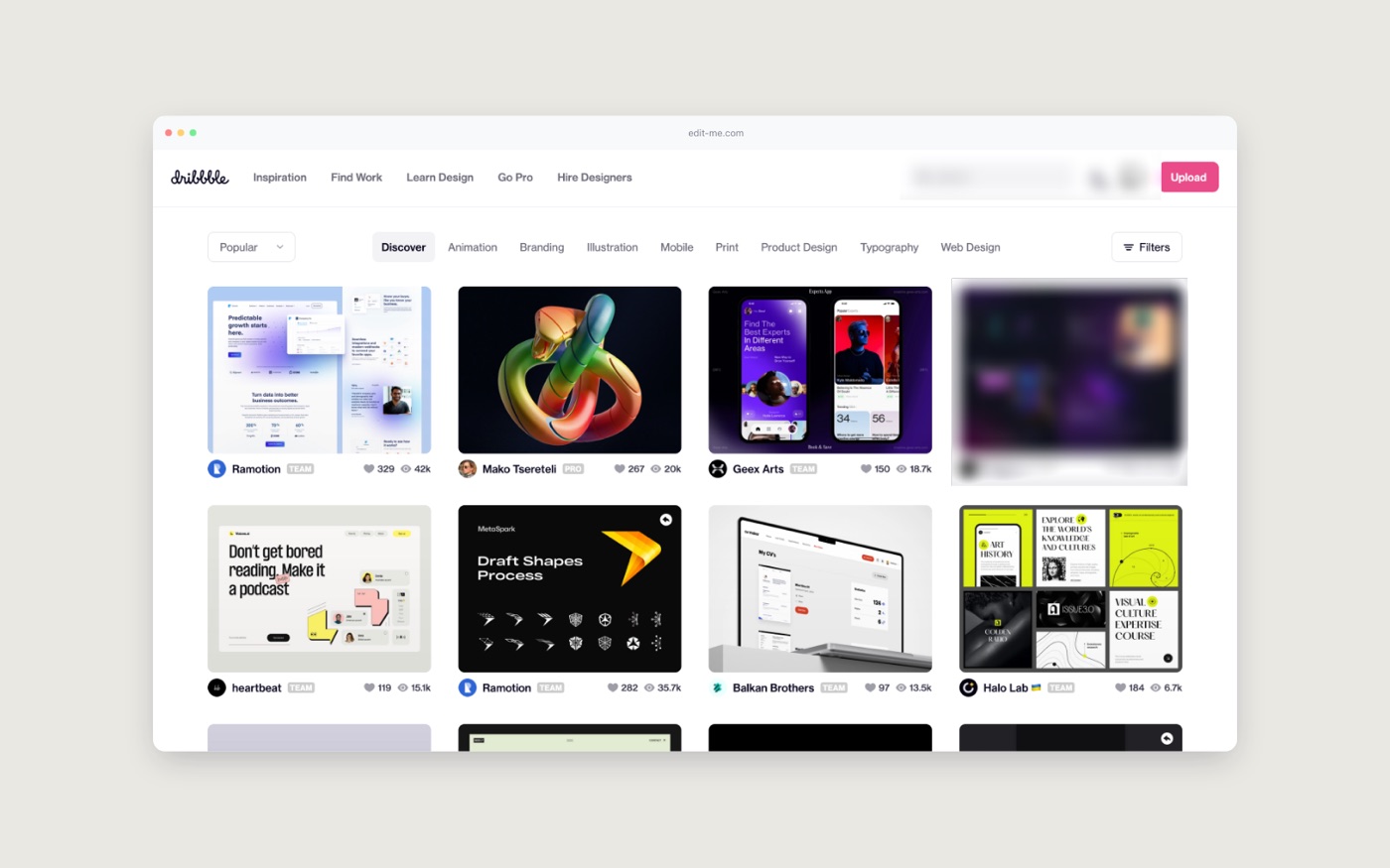 A website screenshot with the account area and one card blurred out
